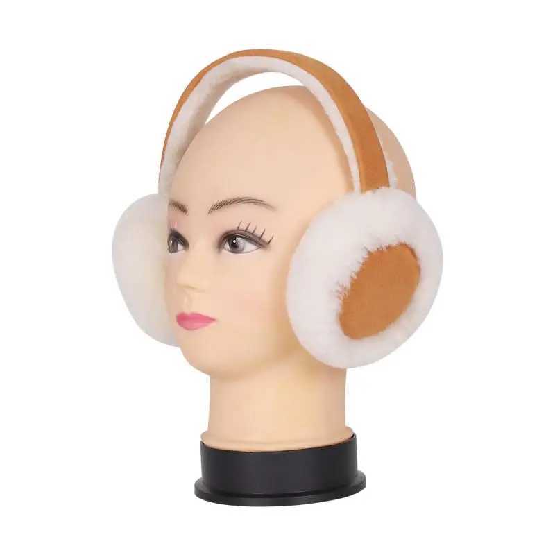 Genuine ug Sheep Fur One Piece Pure Wool Earmuffs Original Factory Winter Mens and Womens Earmuffs Foldable Ear CoverXJ241126