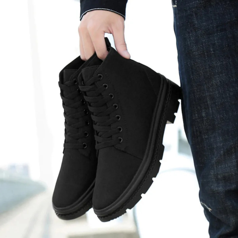 Men Boots Elevator Shoes Hidden Heels Canvas Heightening Shoes For Man Increase Insole 10CM 8CM 6CM Sports Casual Height Shoes 241114