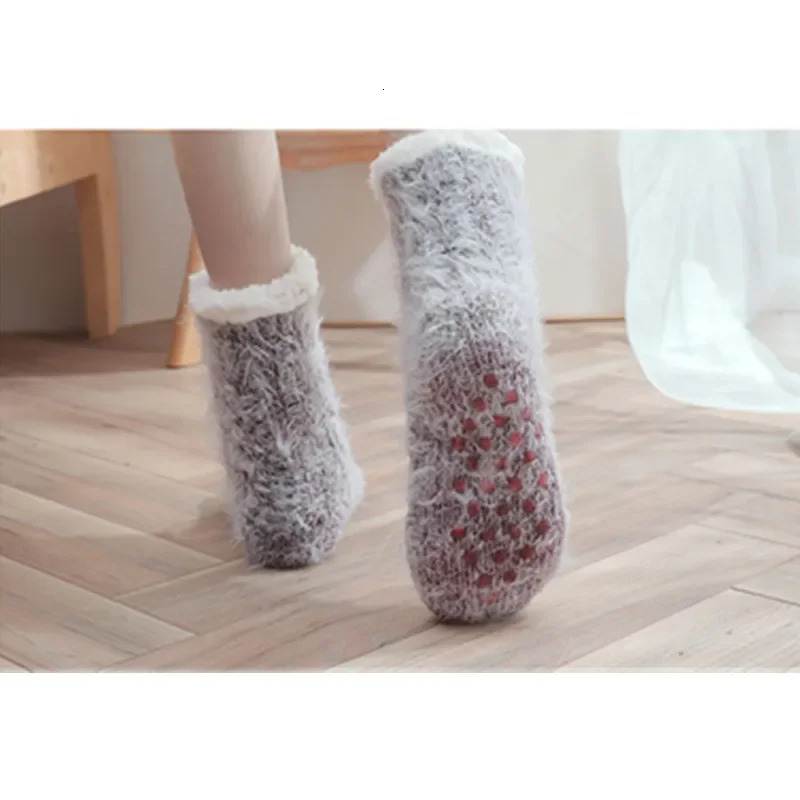Womens Socks Autumn Winter Bedroom Family Sleep Christmas Sled Womens Warm Woolen Hoop Thick Carpet Wool Socks Josette 241125
