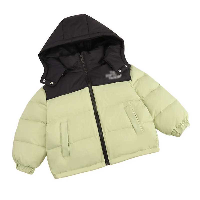 Down Coat Childrens clothing winter childrens down jacket boys and girls color block jacket thickened removable hood down jacket H241123