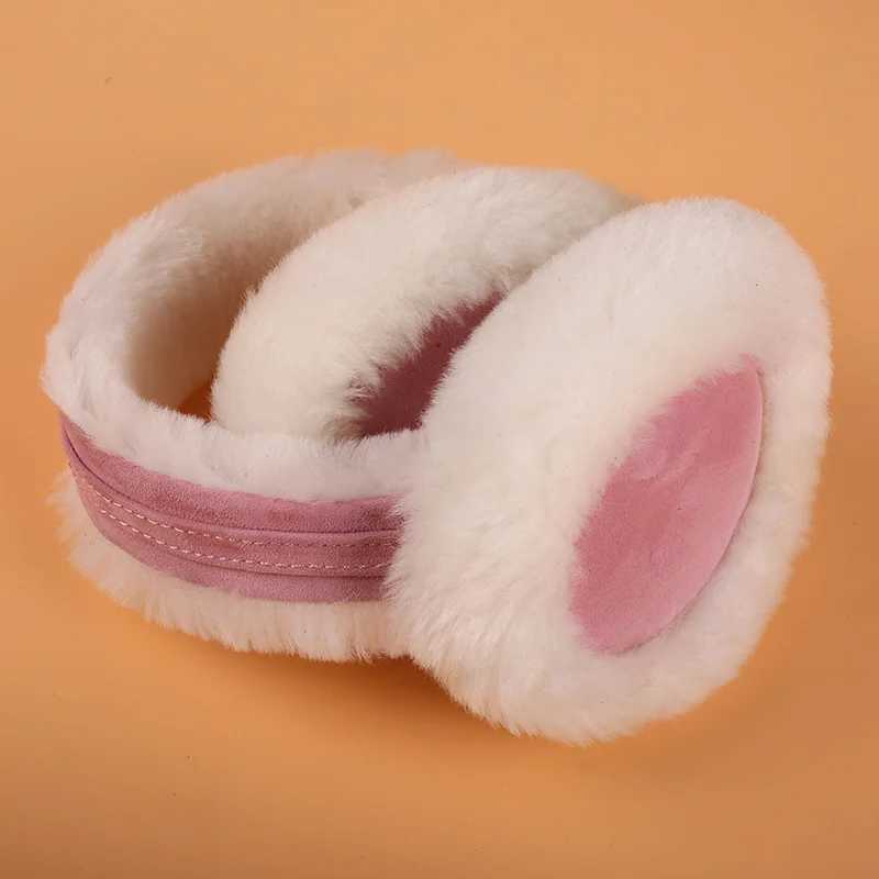 Genuine ug Sheep Fur One Piece Pure Wool Earmuffs Original Factory Winter Mens and Womens Earmuffs Foldable Ear CoverXJ241126