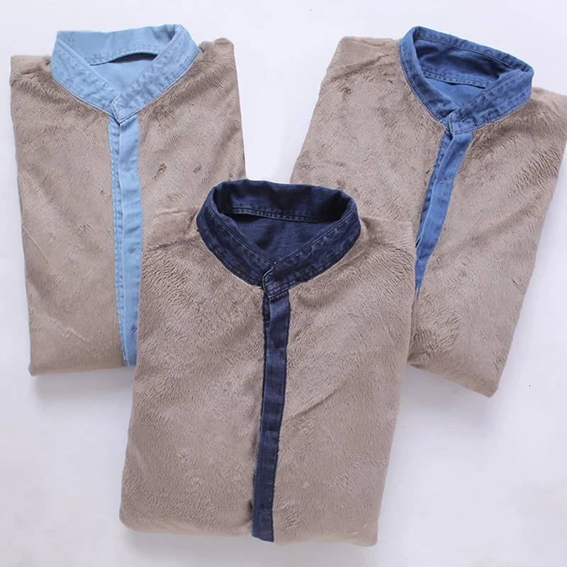 Fashion winter jeans mens warm wool lining velvet denim shirt denim jacket windproof thick clothes 241126
