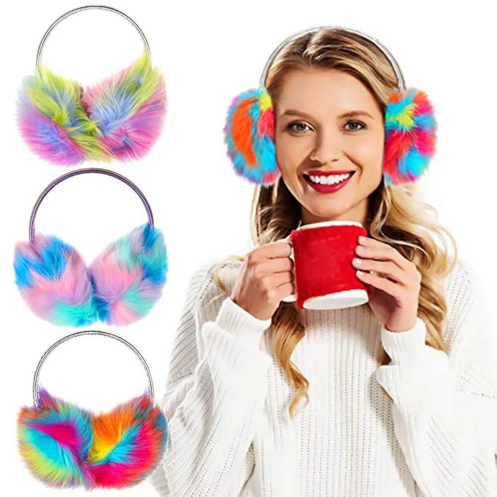 Ear Muff Winter Warm Fluffy Earmuffs Faux Fur Ear Muff Dazzle Color for Women Girls Christmas Outdoor Ear WarmersXJ241126