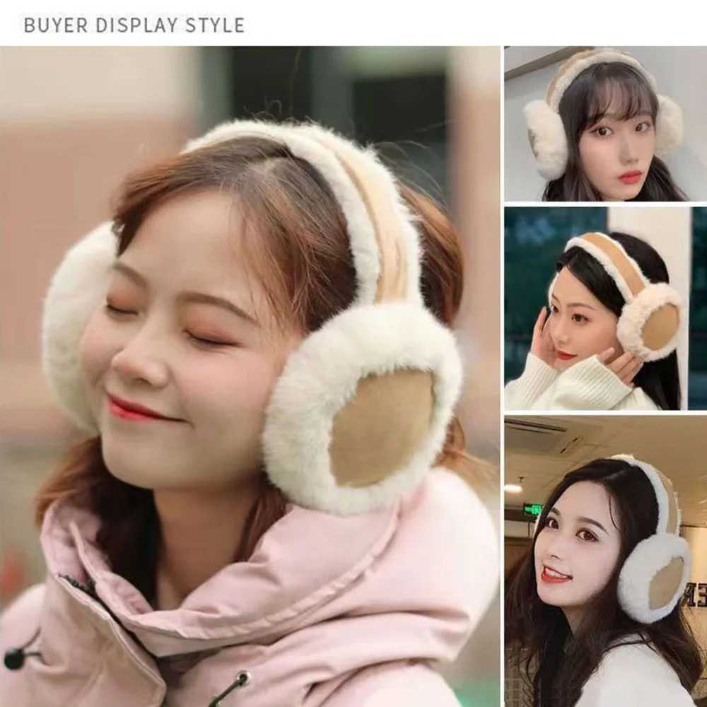 Winter Warm Earmuffs Cute Warm Brown Suede Plush Earmuffs Womens Maillard Collsible Soft And Thick Earmuffs Winter WearXJ241126
