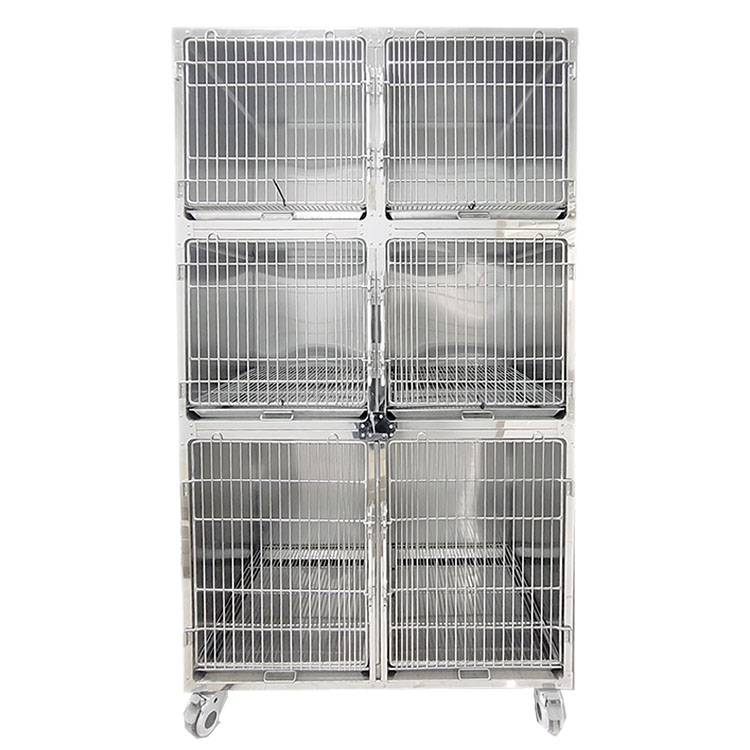 3- layer 6- door cage Veterinary pet hospital clinic stainless steel 304 dog cages (model A)