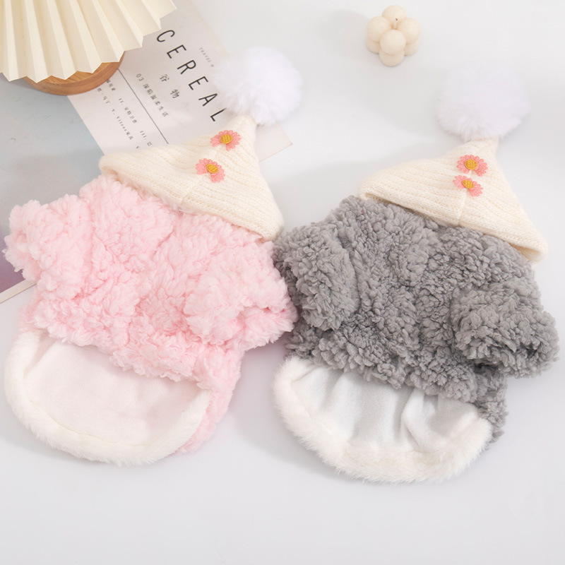 Warm Thick lamb wool Pet Clothes hooded jacket Cute Funny Apparel Dogs Cats Winter Spring Holidays
