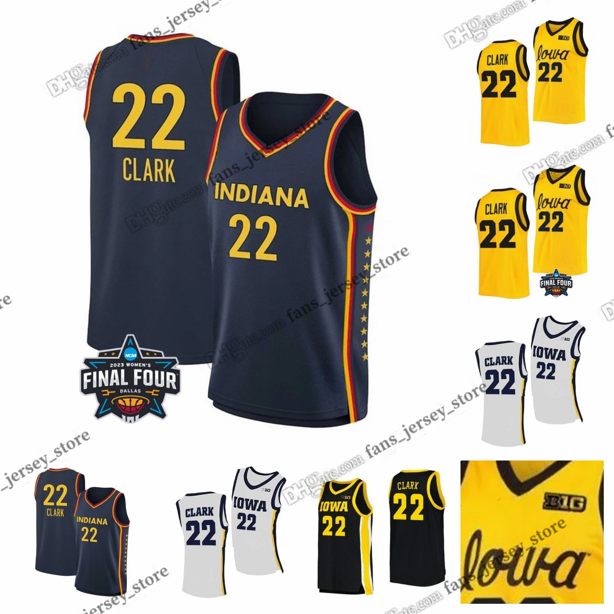 2024 Final Four Jerseys 4 Women College Indiana Caitlin Clark Basketball Iowa Hawkeyes 22 Jersey NCAA Men Youth Size S-3XL