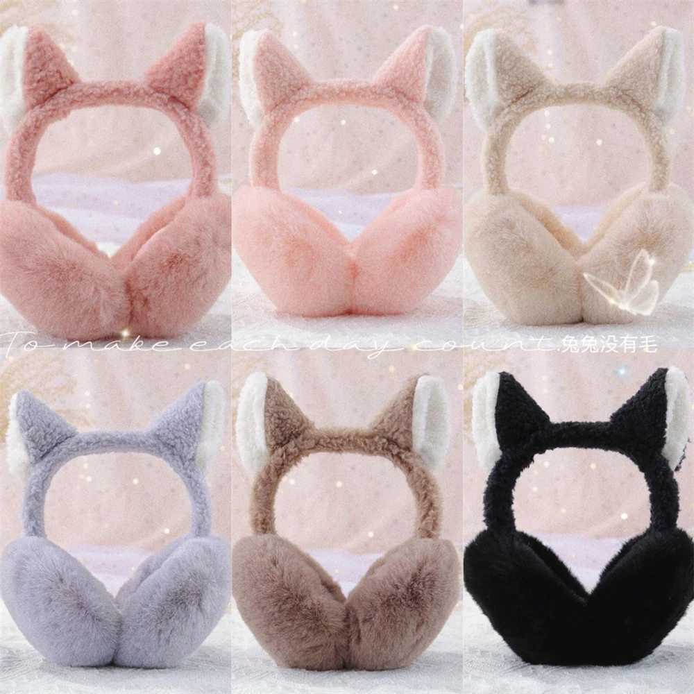 Cartoon Plush Elf Ears Folding Eartips Cute Thick Warm Hair Band Girls Fox Ears Makeup Hair Rings Fashion Eartips Earbuds W241126