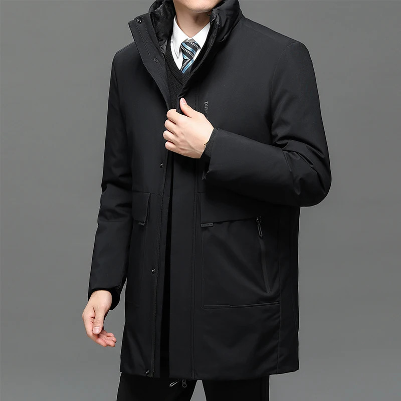 Mens thick winter fur collar warm Parka waterproof and windproof -40 degree high-quality white duck down jacket 241126