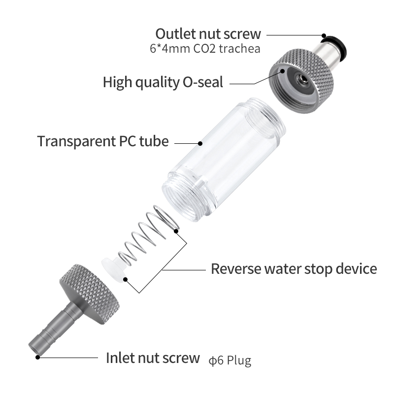 Aquarium Solenoid Valve CO2 Bubble Counter Reverse Aquarium Pressure-reducing Valve co2 regulator mu fan with Check Valve