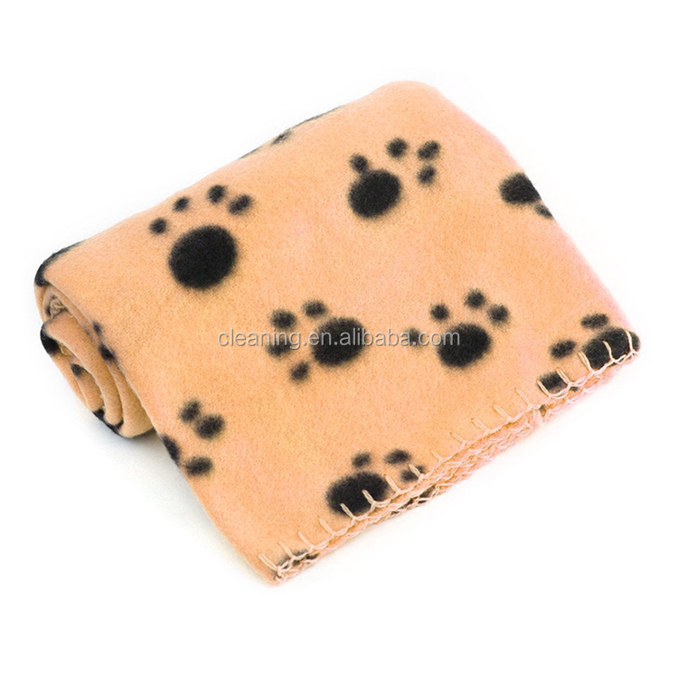 Polar fleece knitted pattern thick super soft warm pet dog pet blanket throws with paws printed
