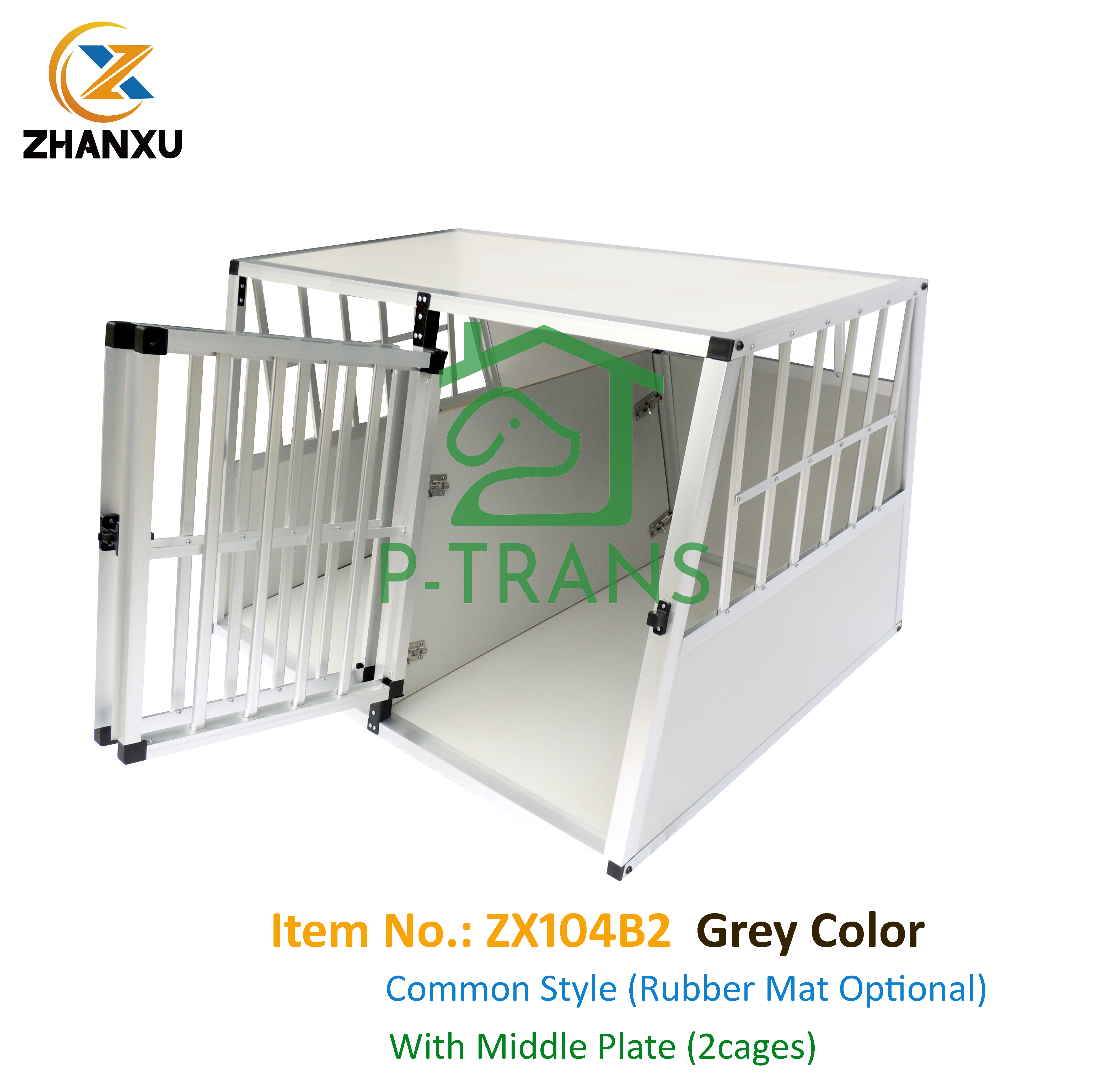 Dog Transport Box Aluminium Travel Car Cage ZX104B2-G-BL