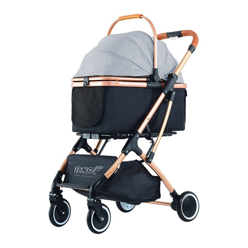 Creative New Design Wholesale Outdoor Travel Dog Cat Separation Folding Metal Small And Medium Sized Dog Pet Cart