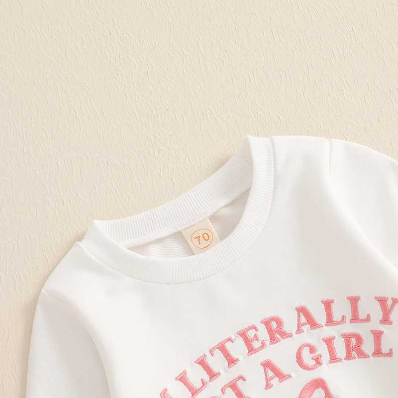 Clothing Sets Baby Girls Kids 2-piece Outfits Embroidery Letters Bow Long Sleeve Sweatshirt with Elastic Waist Sweatpants Activewear 0-3Years H241126
