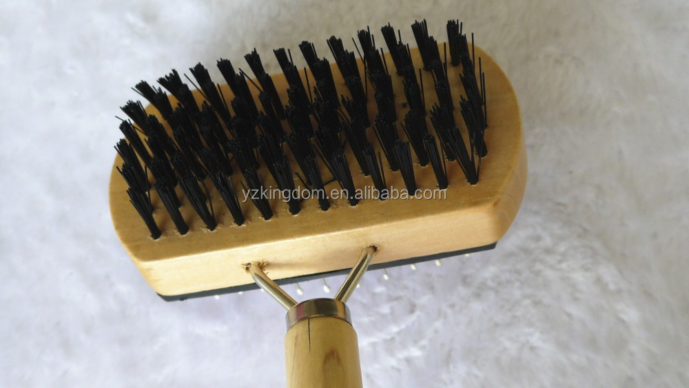 Dogs accessories in China dual sides wood handle pet cat animal poodle hair grooming combo brush