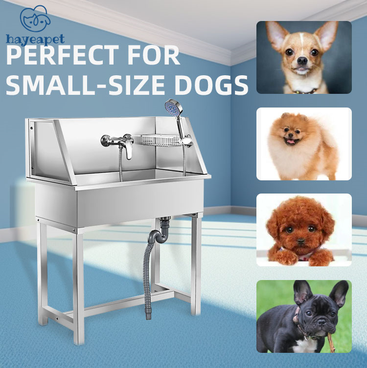 Hayeapet Small stainless steel animal washing machine dog grooming tub pet bathtub with hair dryer