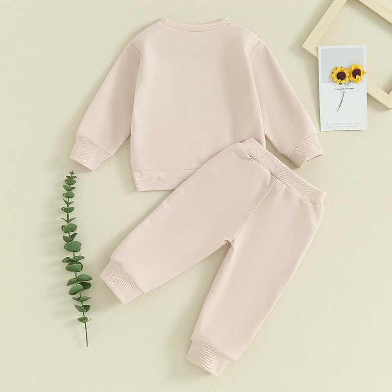 Clothing Sets Girls Fall Outfit Set with Long Sleeve Letter Print Sweatshirt and Solid Color Pants Toddler Autumn Clothing Set H241126