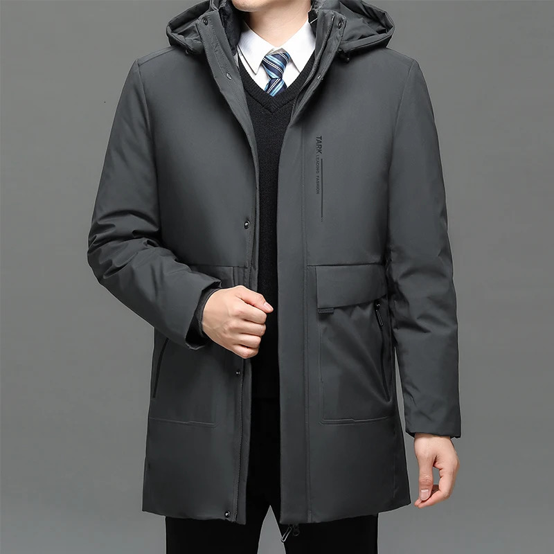 Mens thick winter fur collar warm Parka waterproof and windproof -40 degree high-quality white duck down jacket 241126