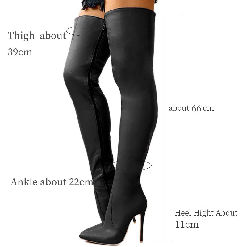 Autumn/Winter Womens Boots Pointed Side Zipper Slim High Heels Large Over Knee Boots Womens Boots Platform Boots Womens Shoes 241114