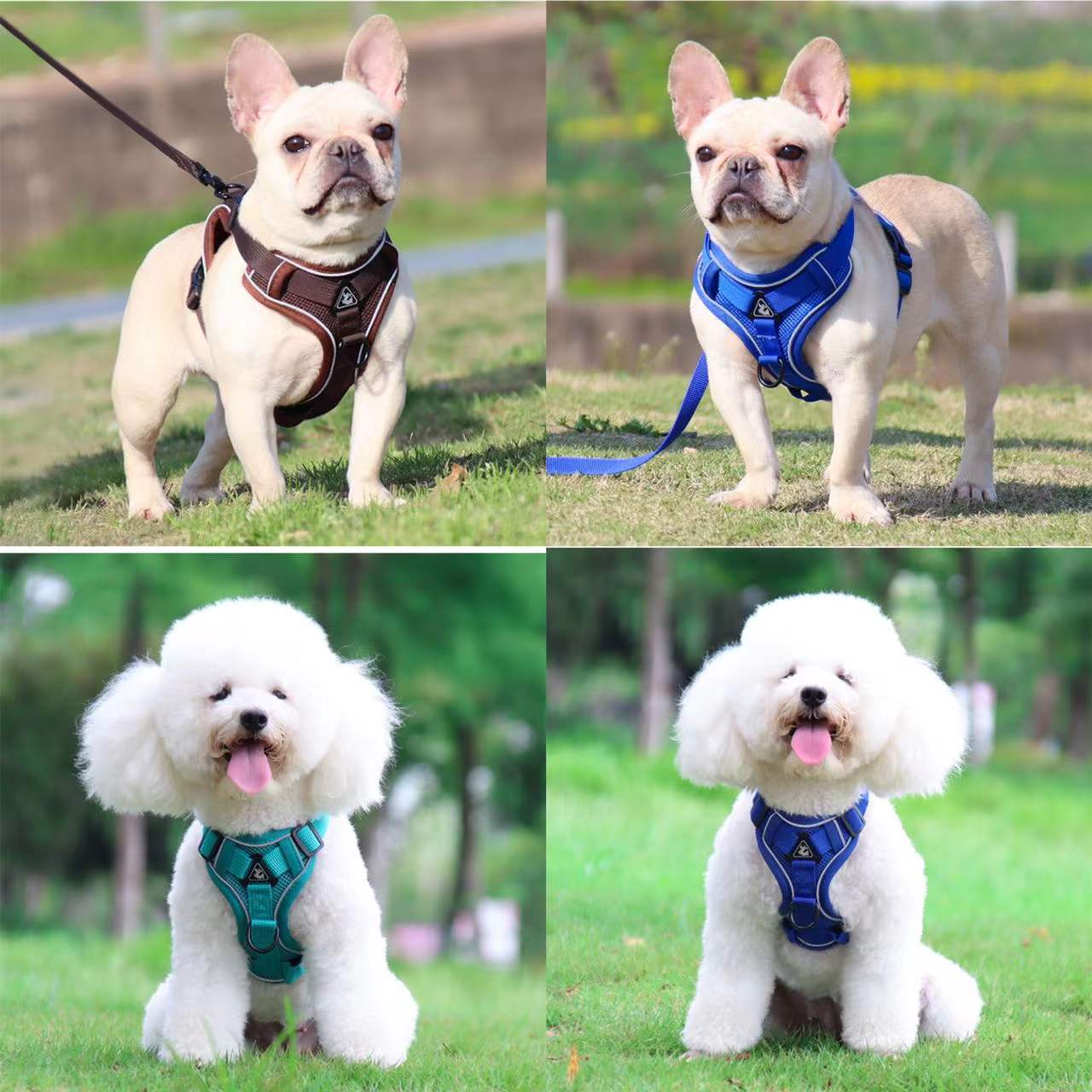 Reflective Nylon Dog Harness with 1.5m Leash Set No Pull Adjustable Medium Large Dogs Vest for Chihuahua Puppy Clothes for Pet