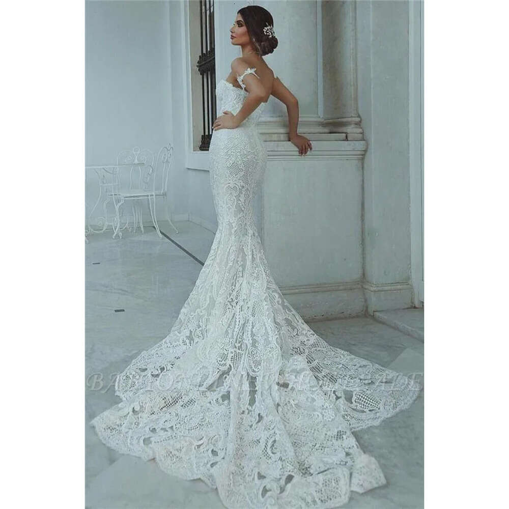 Dresses Sweetheart Full Mermaid Lace Applique Chapel Train Bridal Wedding Gowns Robe De Mariage Bc