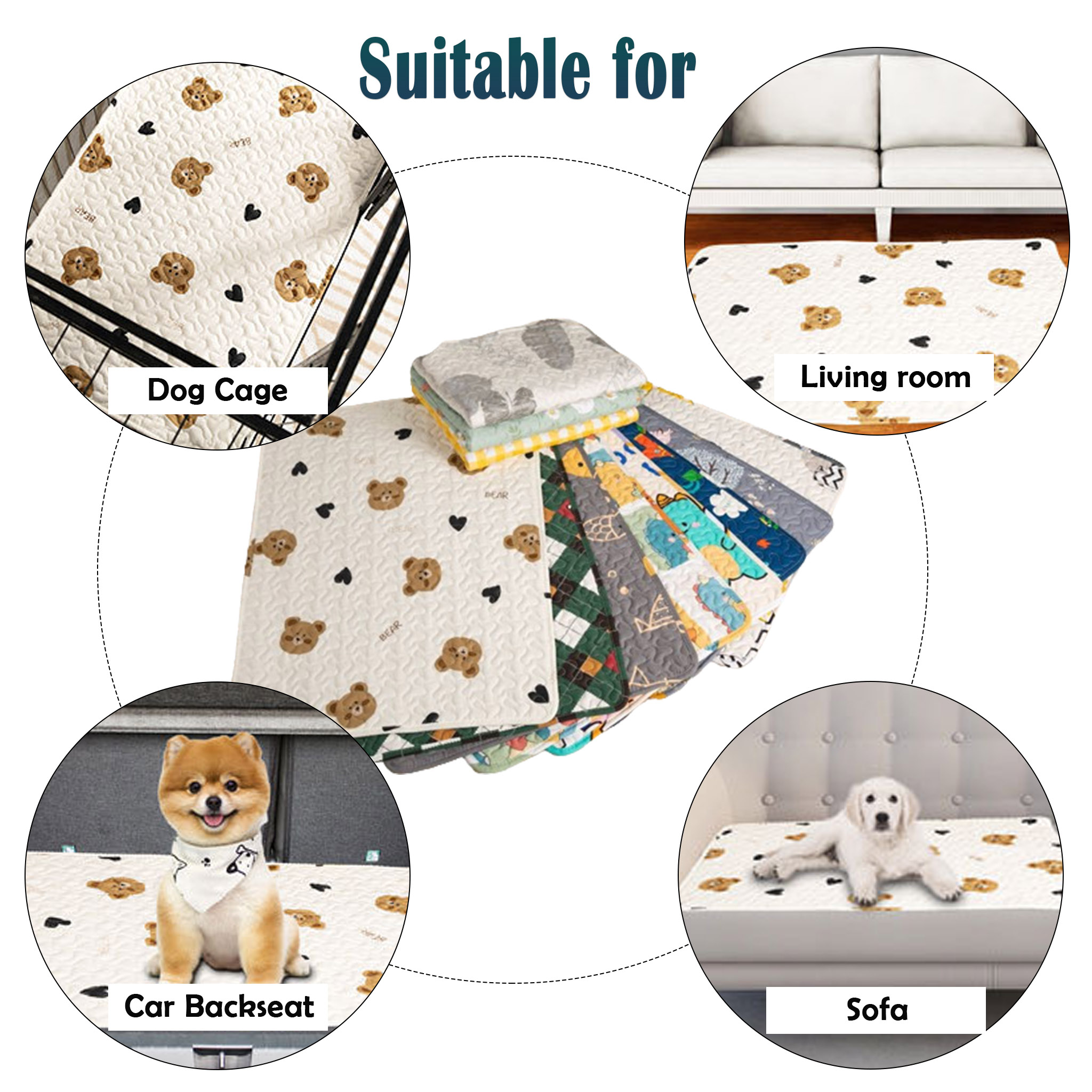 Non-slip 100% Cotton Reusable Pet Mat for Pet Dogs Cats Sleeping Rest