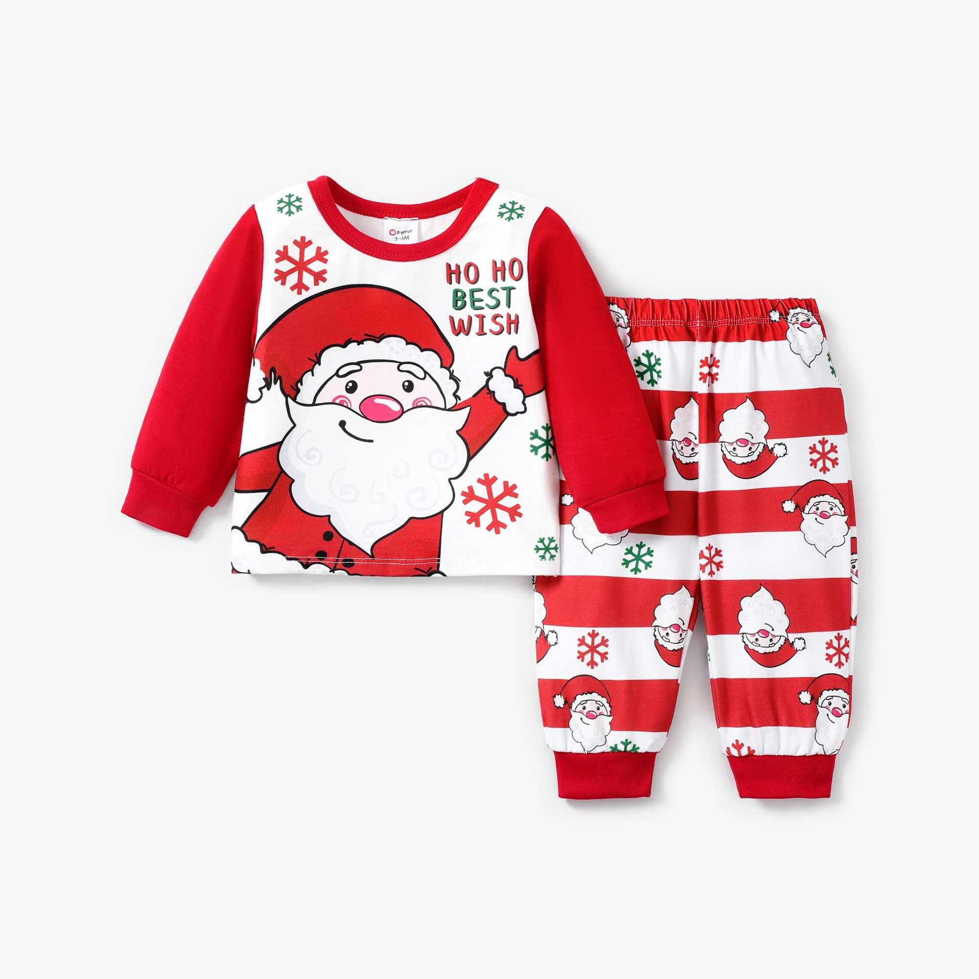 Clothing Sets 2pcs Baby Girl/Boy Christmas Childlike Santa Claus Print Striped Pajamas H241126