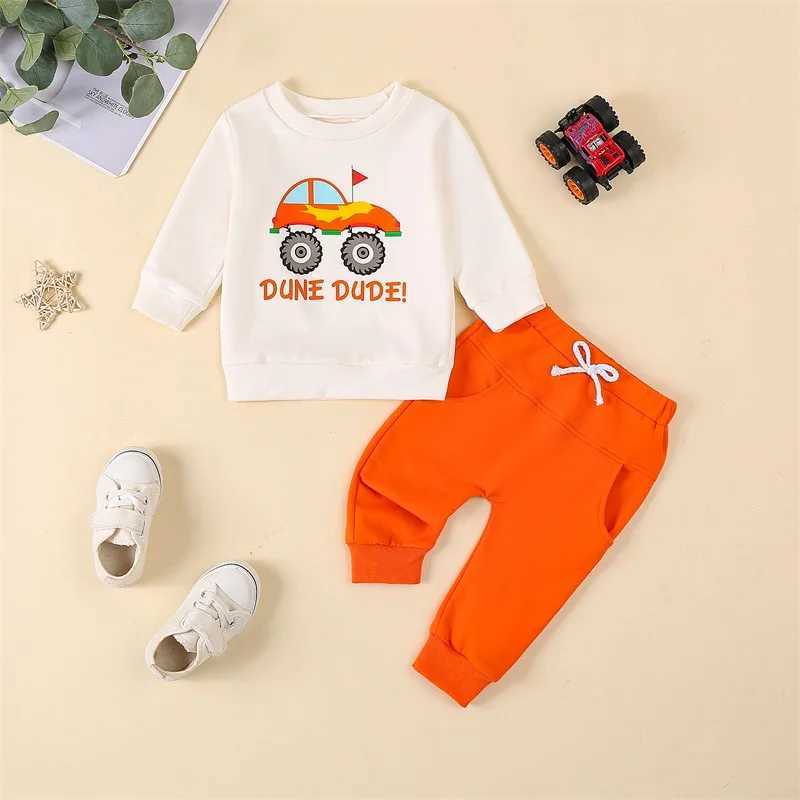 Clothing Sets Toddler Boy 2-Piece Autumn Set with Long Sleeve Vehicle Print Sweatshirt and Loose Trousers - Kids Fall Clothing H241126