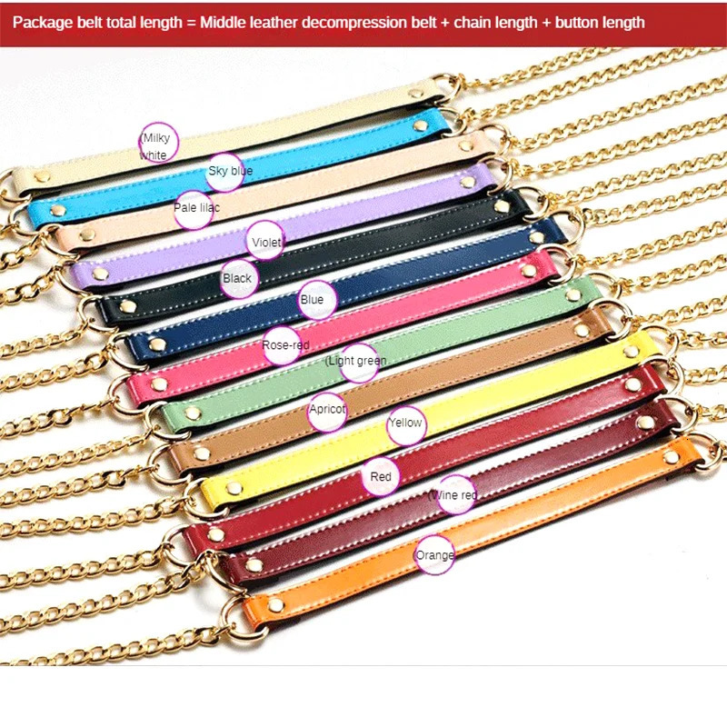 120CM Shoulder Bag Chain Aluminum with Leather Clasp Parts Hardware Messenger Buckle High Quality 241125