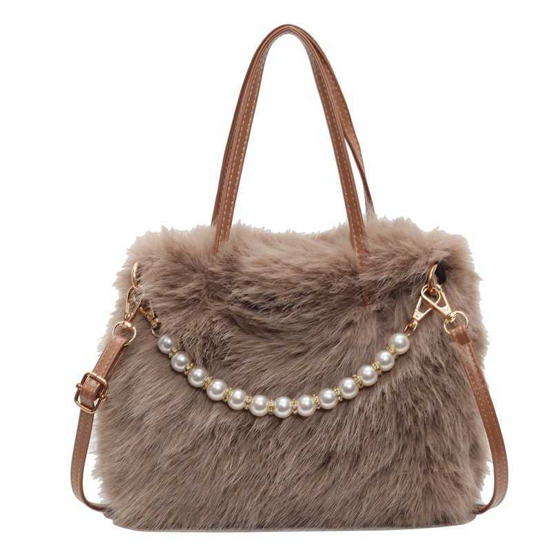 Hairy Handheld Small Bag 2024 New Fashion Pearl Small Square Bag Autumn/Winter Women's One Shoulder Crossbody Hairy Bag 241126