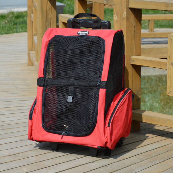 Rolling Backpack Travel Pet Carrier for Cats and Dogs