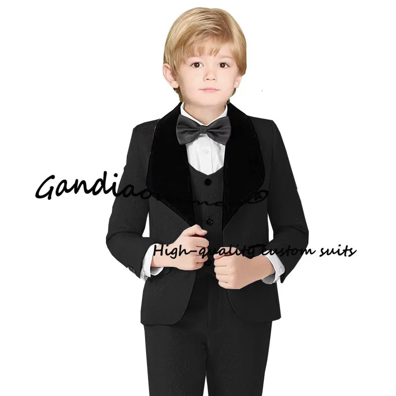 Boys Suits Three Piece Patterned Jackets Pants Vests Bow Ties Wedding Tuxedos Fashion Kids Blazer Prints Clothes 241126