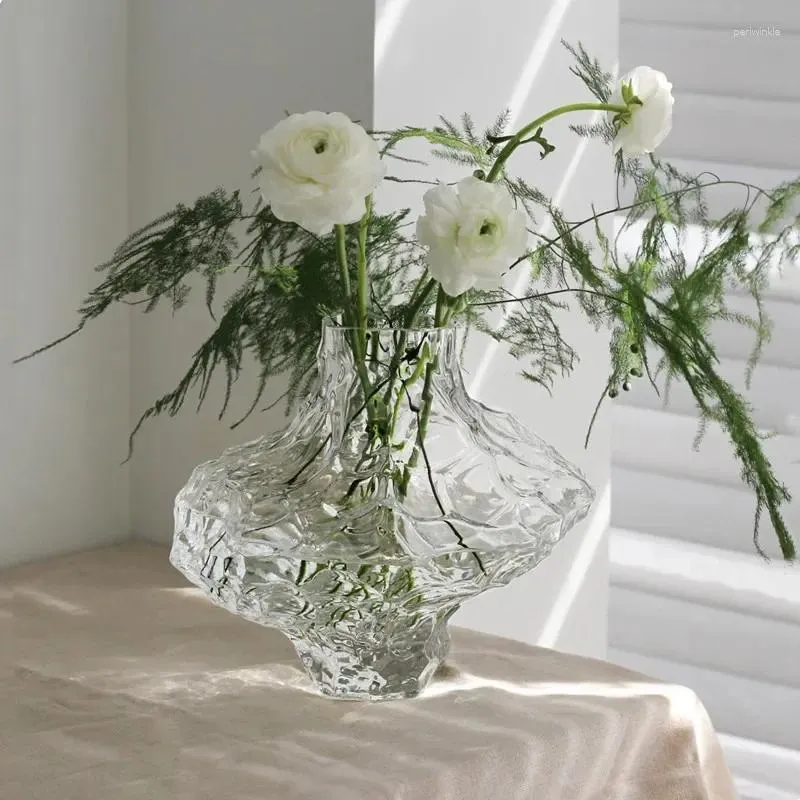 Vases Transparent Glass Vase Irregular Stone Grain Flower Arrangement Hydroponics Accessories Terrarium Home Decoration