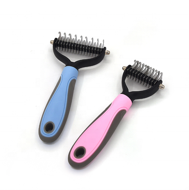Hot sale pet dog cat dematting comb pet rake for pet deshedding brush