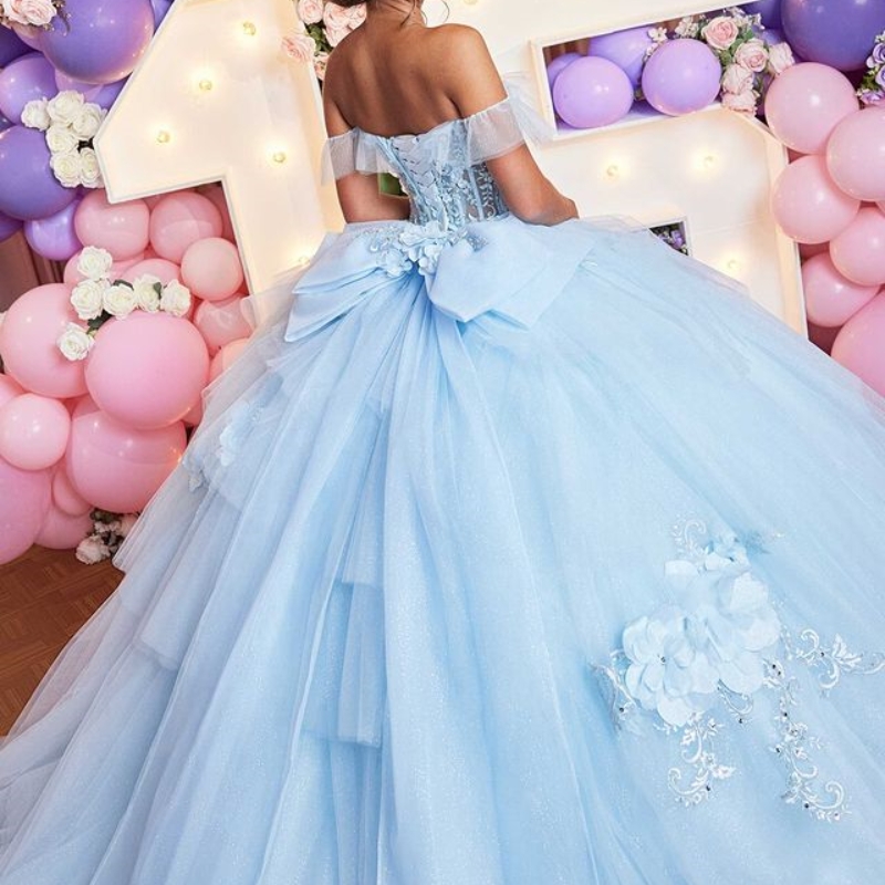 Green Mint Shiny Dresses Princess Sweet Years Birthday Party Lace Appliques Wer Tull Tiered Vestidos De Quinceanera Anos
