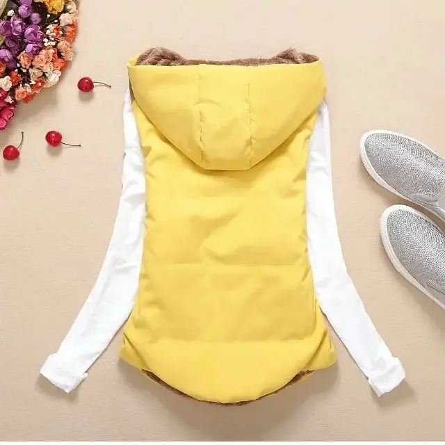Womens jacket off-season cleaning vest autumn and winter coral fleece vest womens hooded jacket Chaleco Mujer 241126