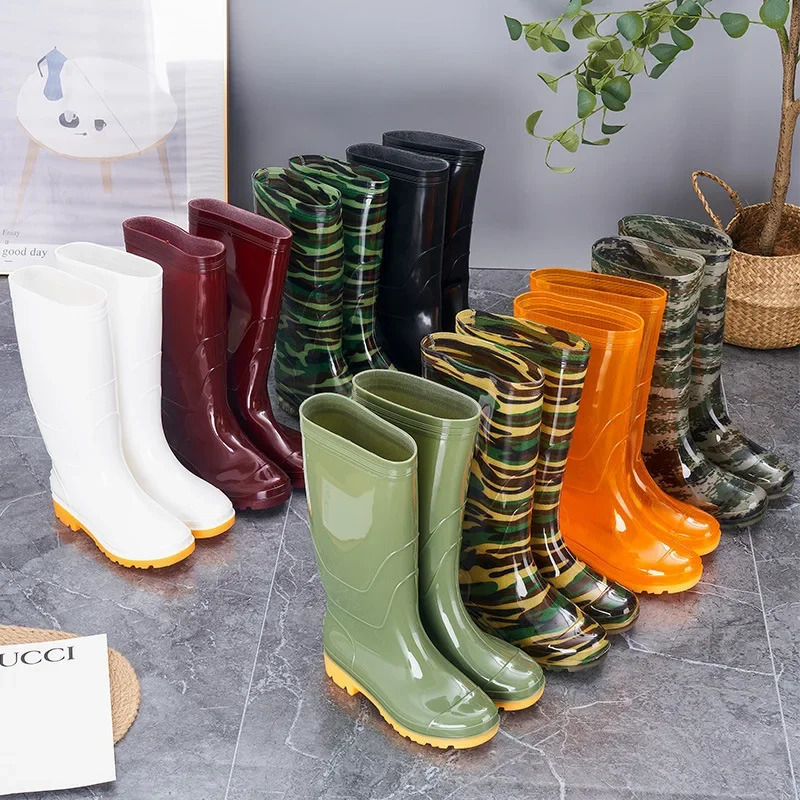 Rain boots thick solid soft galoshes outdoor waterproof botas para lluvia hombre 241126