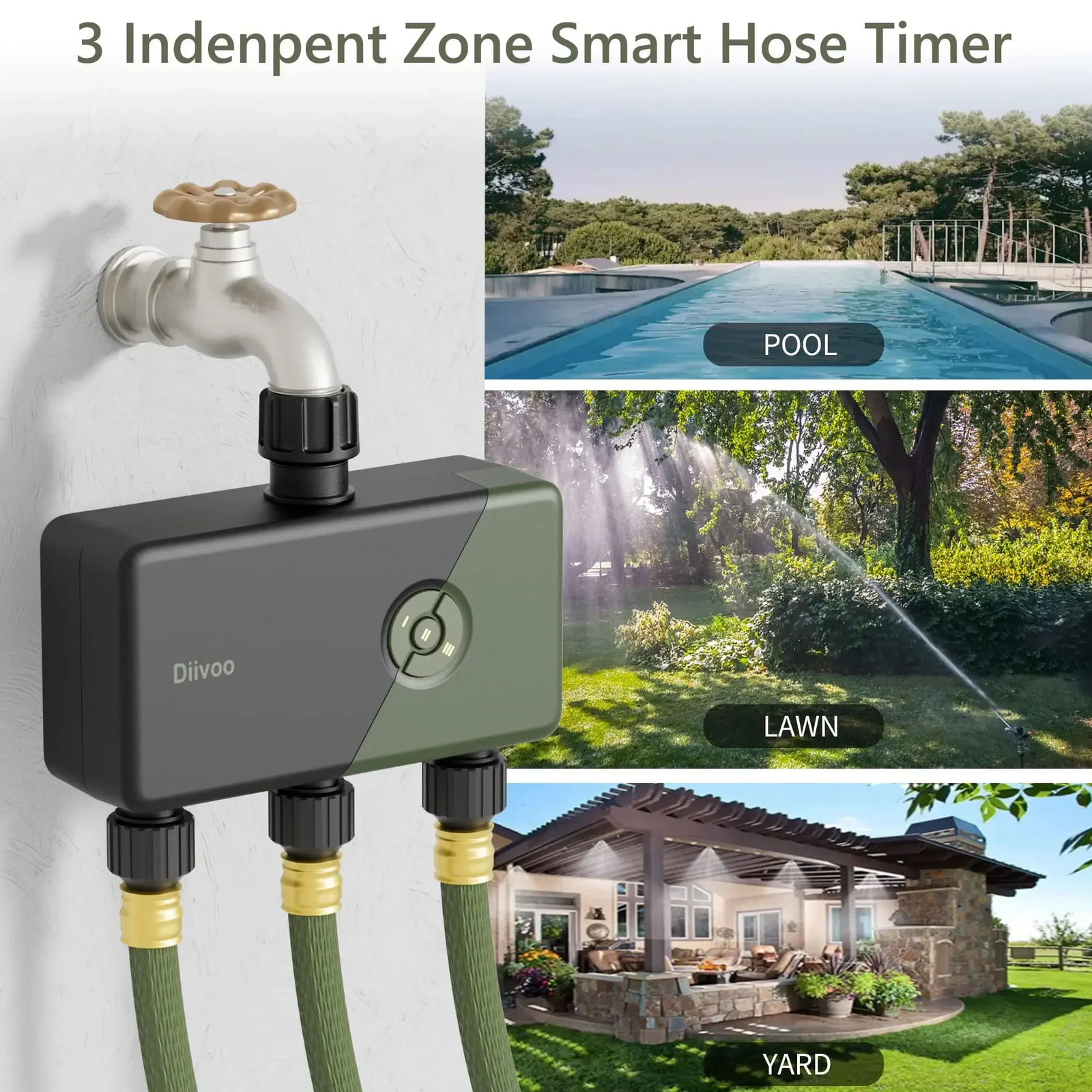 Diivoo WIFI controller timer intelligent courtyard irrigation system garden timer hose control device with Alexa support 241125