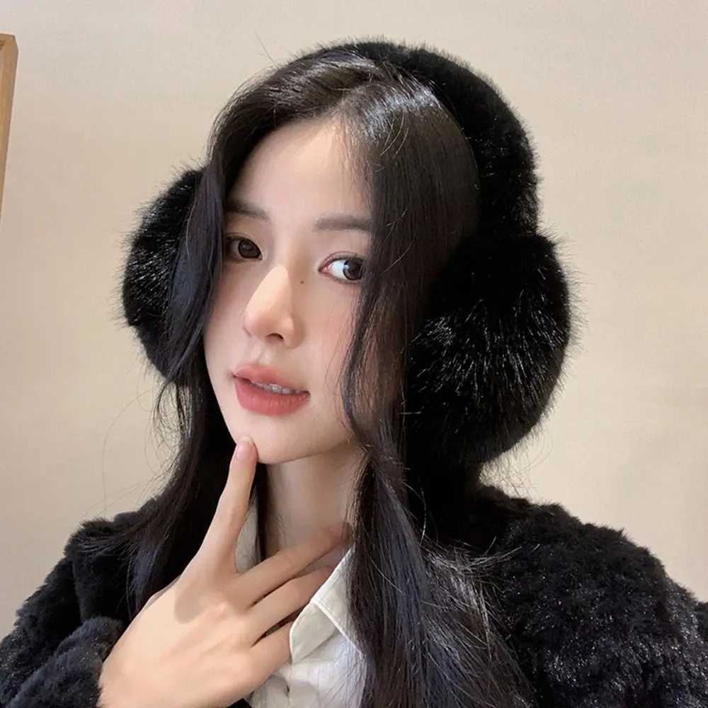 Cute Ear C Imitation Fur Plush Earmuffs Solid Color Folding Winter Earmuffs Keep Warmer Earfl Foldable Ear Cover GirlXJ241126