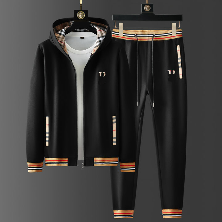 Fashion brand men's autumn and winter new sports suit fashion high-end stand collar cardigan hoodie casual two-piece set