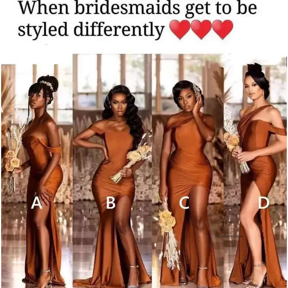 Nigerian Elegant Mermaid Bridesmaid Dresses Off Shoulder Neck Maid of Honor Gowns Wedding Guest Evening Prom Wear BM0924 2024