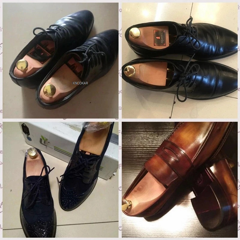 1 pair of wooden adjustable shoe trees suitable for men women springs solid shoe supports metal knobs shoe tree shapes shoe stretching forming machine