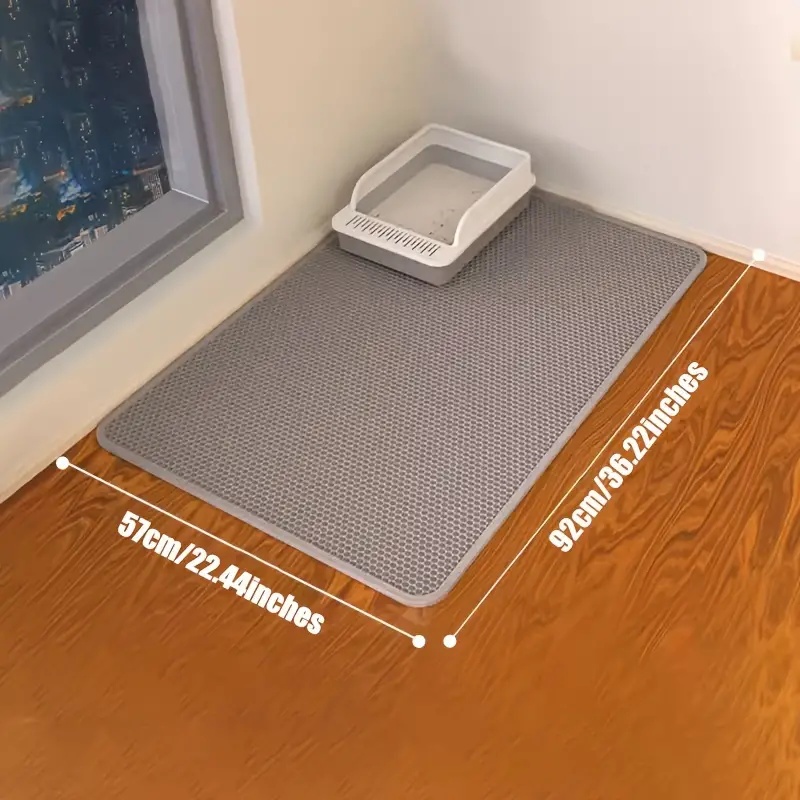 SANFAN Honeycomb Holes Scatter Control Double Layer Trapping Litter Mat Design Machine Washable Extra Large Cat Litter Mat