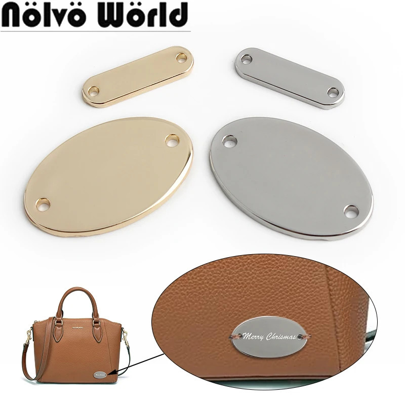 1030200PCS 20x6mm30x19mm Oval Metal Double Holes Sewing Plate For DIY Pendant Bags Clothes Custom Tags Blank Label 241125