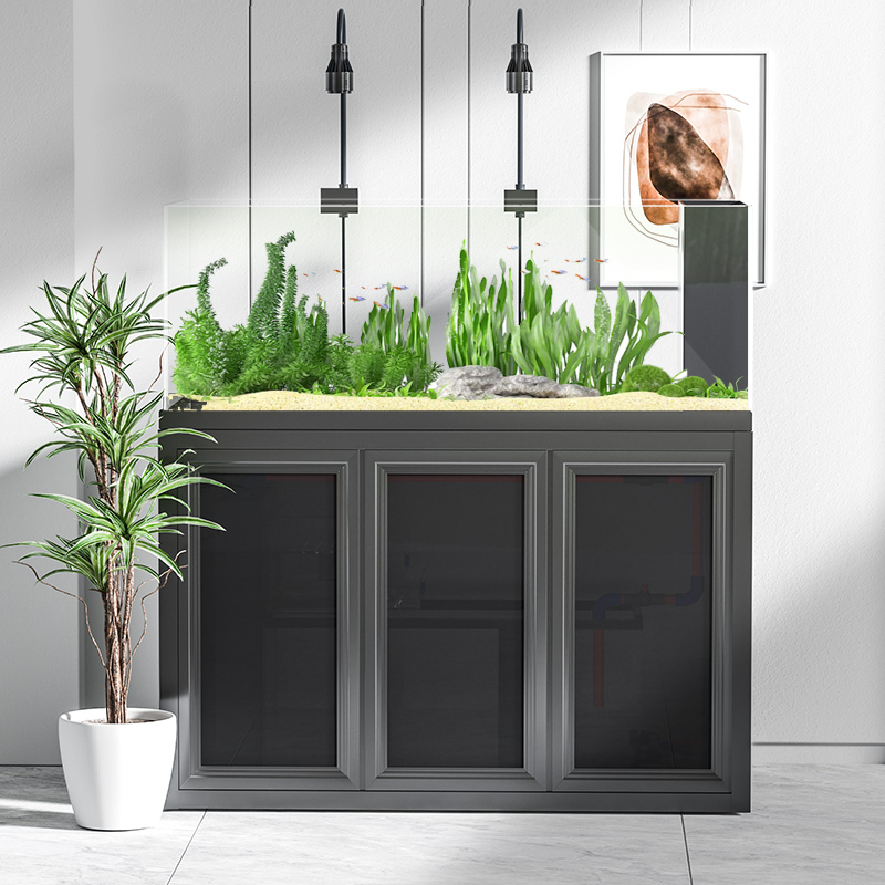 2023 new design aquarium fish tank water grass landscaping bottom filter ultra white custom home fish tank cabinet