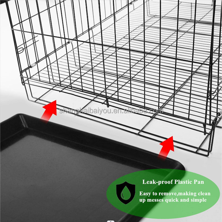 2024 Wire Dog Cage Folding Indoor Double Doors Large Wire Sturdy Dog Cage