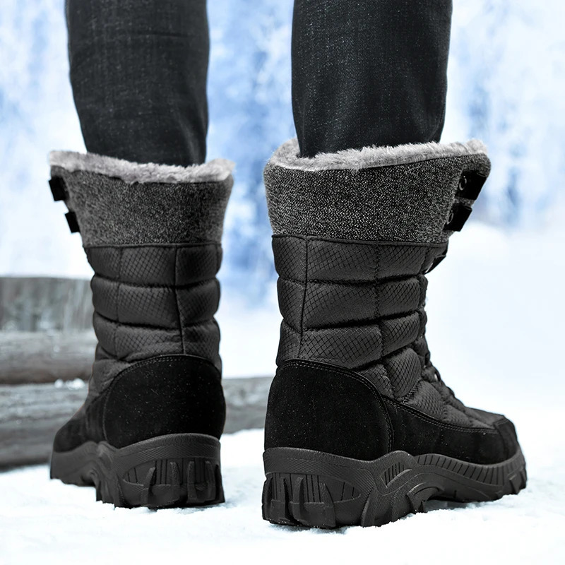 Mens winter snow boots super warm mens hiking boots high-quality waterproof leather plus size mens outdoor sports shoes 241126