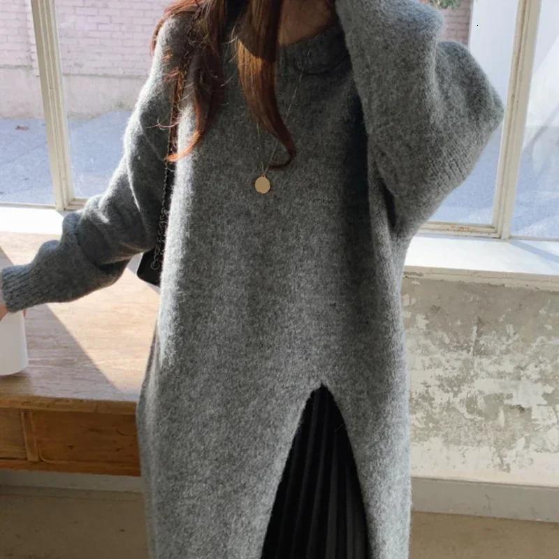 Winter womens dress y2k V-neck sexy ultra-thin elastic loose basic body sweater winter knitted autumn warm long skirt 241125