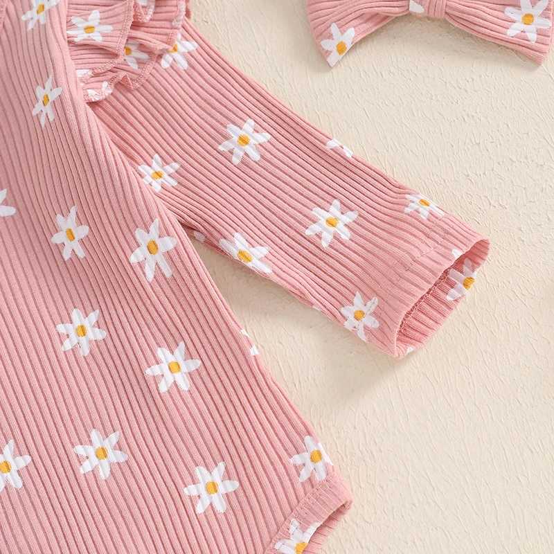 Clothing Sets Toddler Girls Striped Dress with Matching Leggings and Bow Headband Set Long Sleeve Floral Print Outfit for Baby Girl H241126