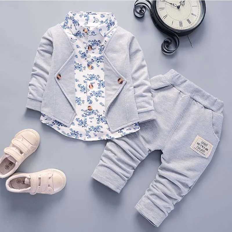 Clothing Sets Spring Autumn Boys Clothes Infant Gentleman Suit Toddler Children Flower Coat Pants 2Pcs Sets Kid Casual Tracksuits For Baby H241126